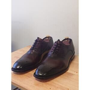 Belvedere Two Tone Dark Burgundy Patina Alligator Leather Dress Shoes Size 12M
